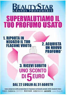 Buono Sconto di 5€ se riporti il tuo flacone di profumo vuoto